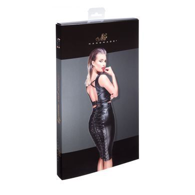 Спідниця-олівець зі шнурівкою Noir Handmade F152 Powerwetlook pencil skirt, M, з мокрим ефектом SX0030 фото