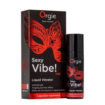 Рідкий вібратор Orgie Sexy Vibe! Hot, 15 мл, зігрівальний, дуже потужний, зі смаком полуниці SX1551 фото