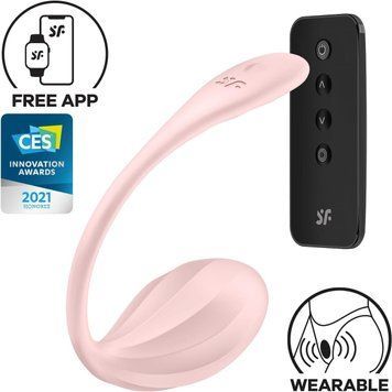 Смарт-віброяйце Satisfyer Ribbed Petal Connect App Rose, керування зі смартфона, пульт ДК SX1222 фото