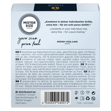 Презервативи Mister Size - pure feel - 53 (3 condoms), товщина 0,05 мм SO8034 фото