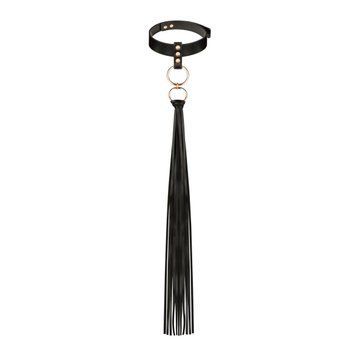 Нашийник с флогером Rosy Gold - Collar with Flogger - Black SX1198 фото